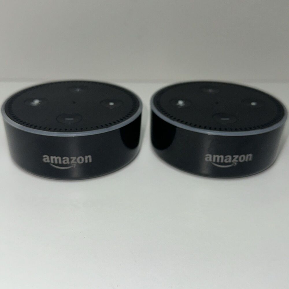 Lot of 2 Amazon Echo Dot 2nd Gen RS03QR Black. Tested